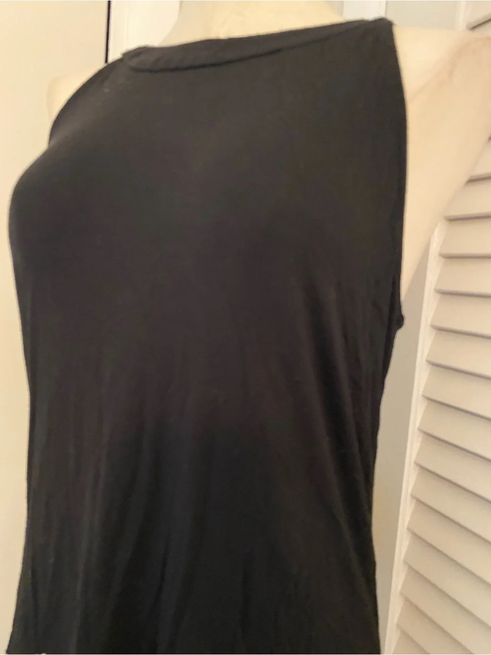 Adrianna Papell Black Sleeveless Top with White Embroidered Hem- Size Medium